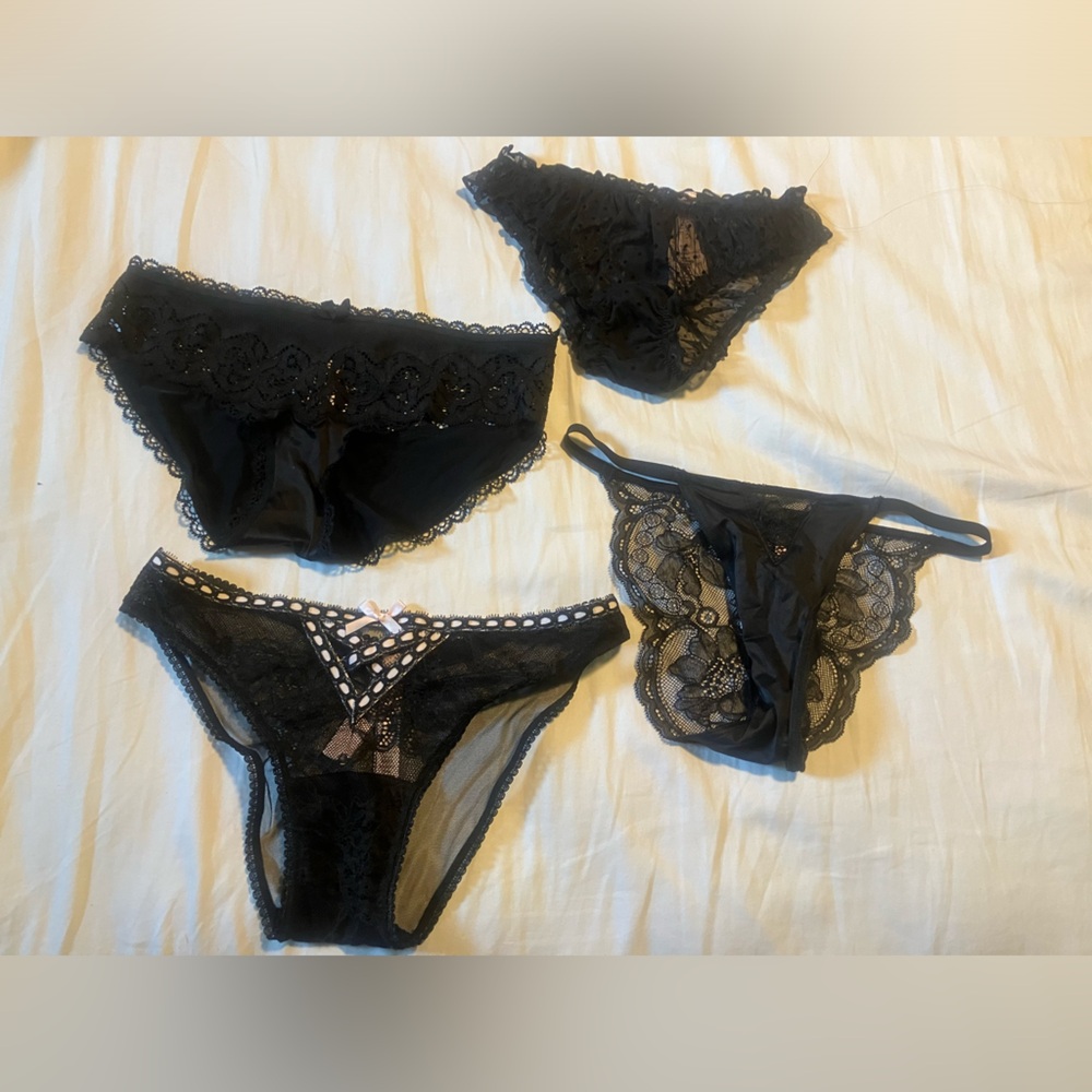 XS Bundle of Four Victoria Secret Panties -New with Tags (Black)